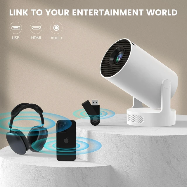 Alt view image 7 of 7 - Mini Portable Projector with Bluetooth 5.4 and WiFi 6, 4K Support
