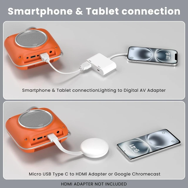 Alt view image 3 of 7 - Mini Projector, 1080P Supported Portable Bluetooth projector