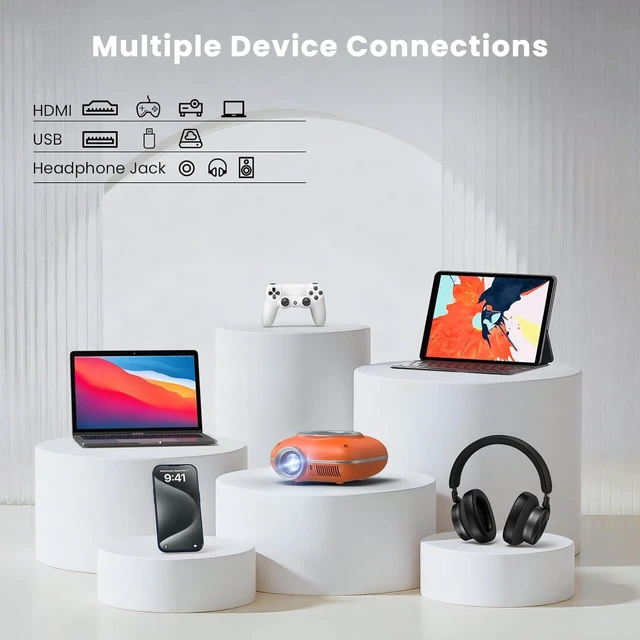 Alt view image 5 of 7 - Mini Projector, 1080P Supported Portable Bluetooth projector