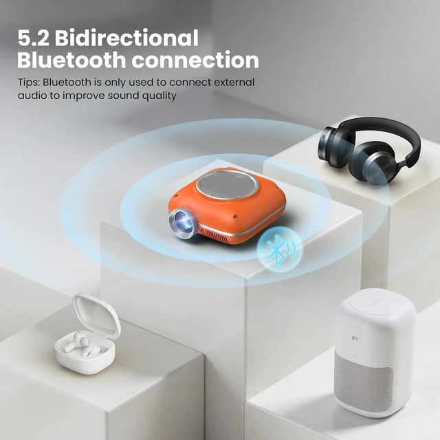 Alt view image 4 of 7 - Mini Projector, 1080P Supported Portable Bluetooth projector