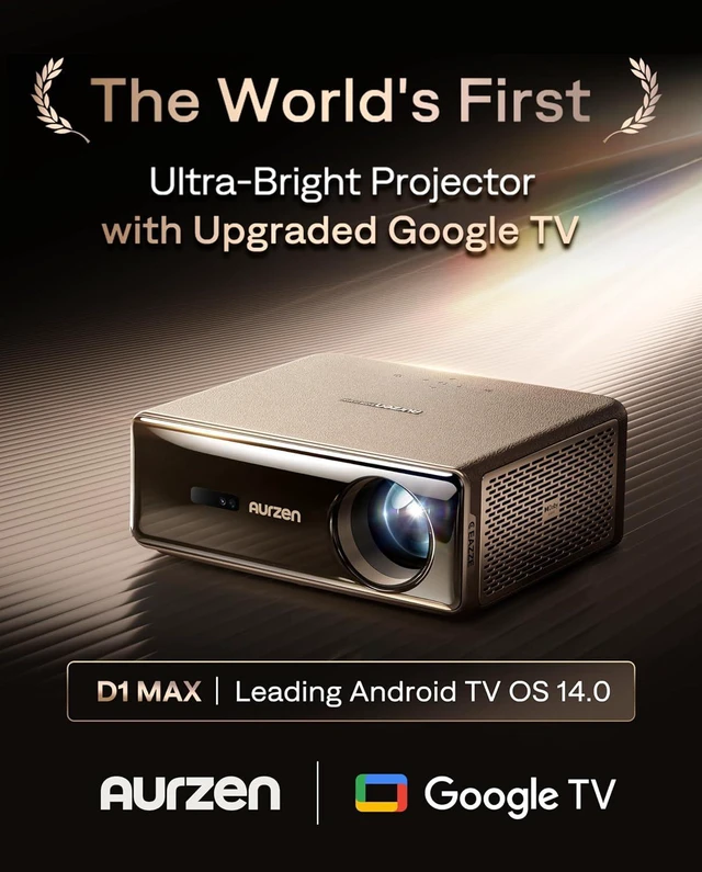 Alt view image 2 of 7 - EAZZE D1 MAX Google TV Projector, 1000 ANSI, 4K Support & MEMC