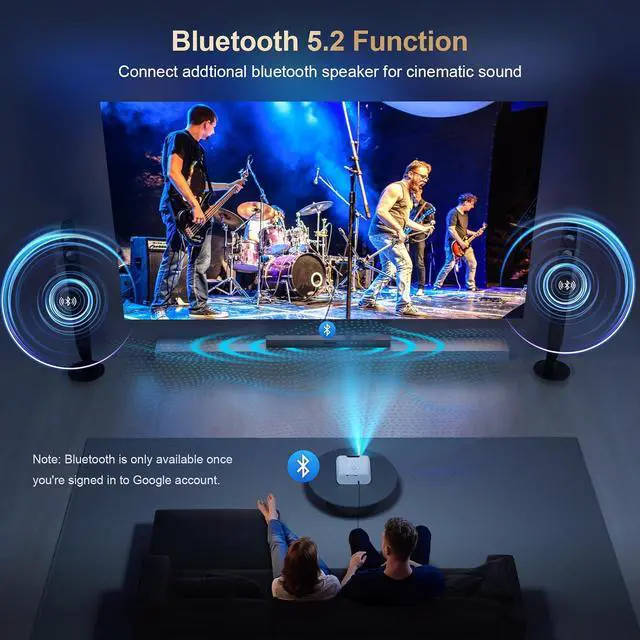 Alt view image 7 of 7 - 4K-Projector Compatible with GoogIe TV, 2500 ANSI Projector with WiFi and Bluetooth, Built-in Official Apps, Voice, DoIby Audio, HDMI ARC CEC Movie Projector C26 (white)