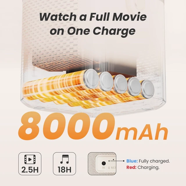 Alt view image 2 of 7 - Yaber T2 Outdoor Projector Sound by JBL & Built-in Battery, Native 1080P, WiFi 6 & Bluetooth, Smart Movie Portable for Inside & Outside (TV Dongle Not Included)