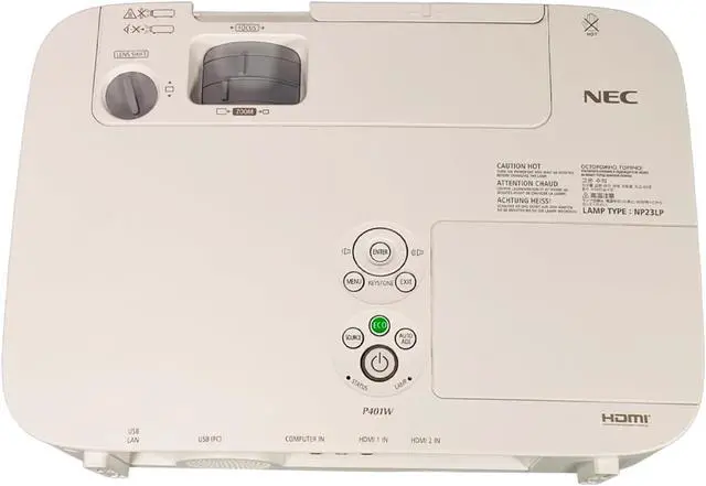 Alt view image 6 of 7 - NEC P401W 3LCD Projector 4000 ANSI HD 1080i HDMI x 2 16:10 (WXGA) LAN, Bundle Remote Control Power Cord HDMI Cable