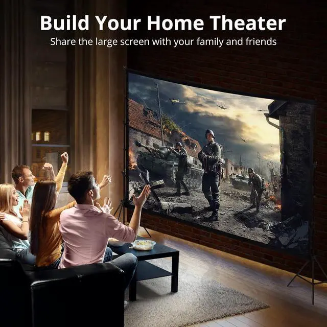 Alt view image 4 of 6 - Projector Screen with Stand, 120 inch Portable Projection Screen, 16:9 4K HD Rear & Front Projections Movies Screen with Carry Bag, for Indoor Outdoor Home Theater Backyard Camping