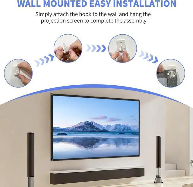 Alt view image 4 of 7 - WASJOYE 80" Proiector Screen with Stand - 16:9 4K HD Portable Proiector Screen, 1.2 Gain Indoor Projector Screen, Easy Setup and Carrying, for Home Cinema, Backyard Party Office TV Game
