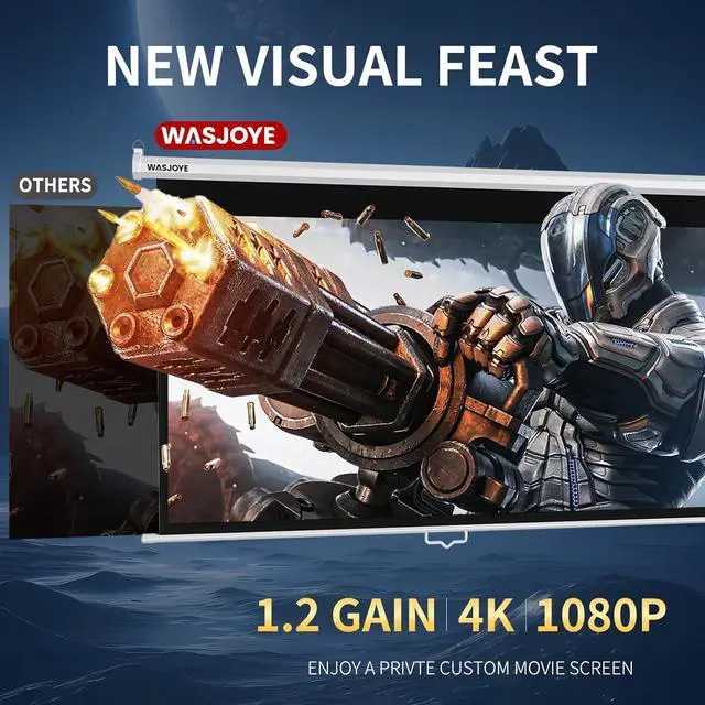 Alt view image 7 of 7 - 100'' Manual Pull Down Projector Screen with Auto Locking - 16:9 HD 4K 3D