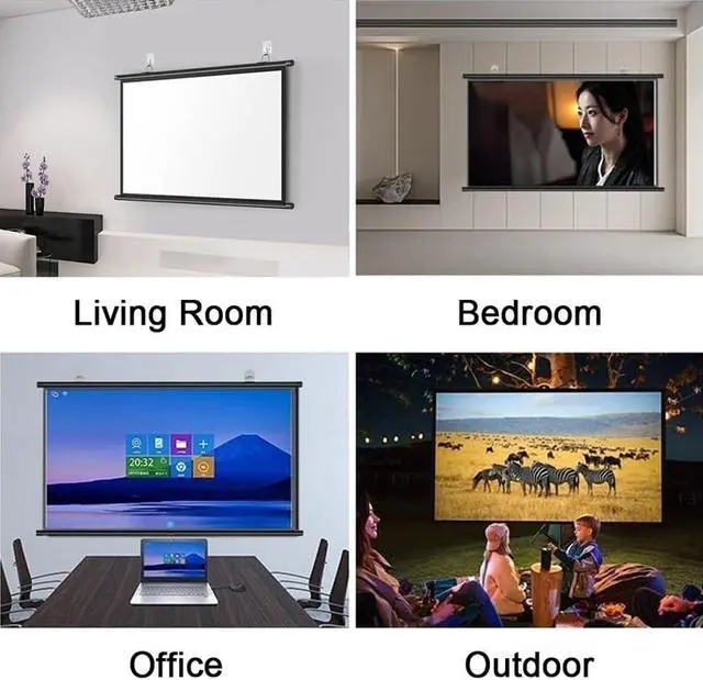 Alt view image 5 of 7 - 30" 40" 50" 60" 72" Manual Pull Down Projector Screen Home Theater Projection Screen 4K HD Movie Screen, Anti-Crease, Easy Roll Up(60 Inch (16:9))