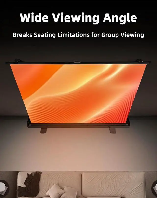 Alt view image 4 of 5 - Portable Non-Tension Matte White Manual Pull Up Projector Screen,178°Viewing Angle Movie Screen,Outdoor Projector Screen Wrinkle-Free Design for Backyard Movie Night(100 in/16:9)