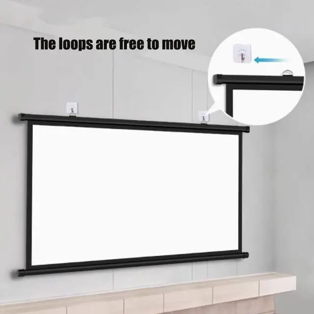 Alt view image 3 of 7 - 60" Drop Down Projector Screen Portable Home Cinema Wall Mount Movie Screen, 4:3 16:9 HD Adjustable Projection Screen for Indoor Outdoor, Anti-Crease(60inch4:3)