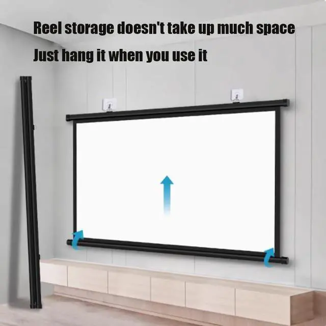 Alt view image 4 of 7 - 60" Drop Down Projector Screen Portable Home Cinema Wall Mount Movie Screen, 4:3 16:9 HD Adjustable Projection Screen for Indoor Outdoor, Anti-Crease(60inch4:3)