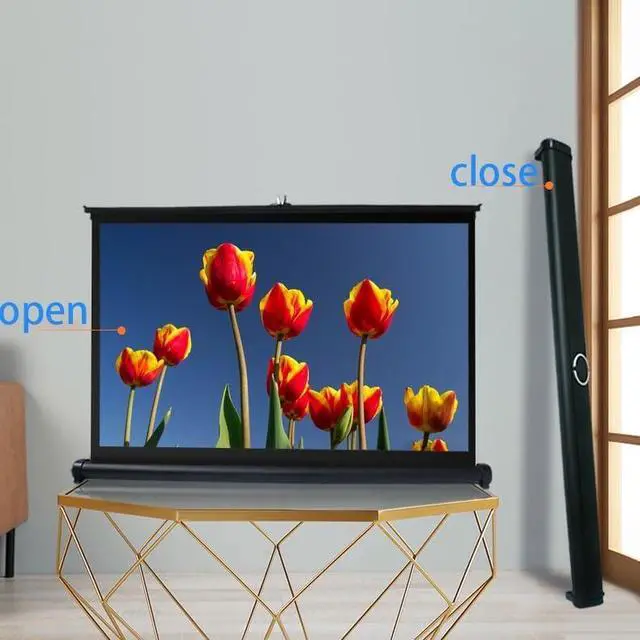 Alt view image 5 of 7 - Tabletop Projection Screen 20in 30in 40in 50in Mobile Projector Screen 16:9 4K Retractable Movie Screen for Outdoor Indoor Schools Home Theater Office (30inch/4:3)