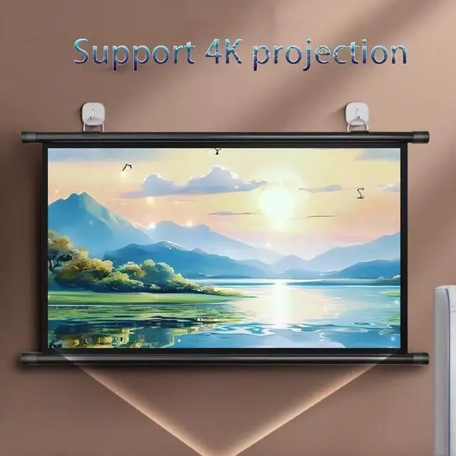 Alt view image 7 of 7 - 30" 40" 50" 60" 72" Home Theater Projector Screen, Manual Projection Screen, HD 4K 4:3 16:9 Roll Up Movie Screen for Indoor Outdoor(30 Inch 4:3)