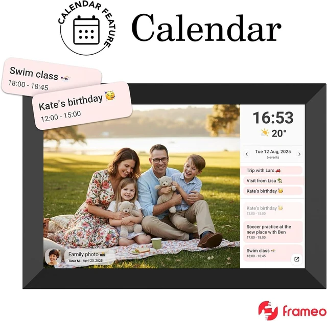 Alt view image 4 of 7 - 32GB FRAMEO 10.1 Inch Smart WiFi Digital Photo Frame 1280x800 IPS LCD Touch Screen, Auto-Rotate Portrait and Landscape, Built in 32GB Memory, Share Moments Instantly via Frameo App from Anywhere