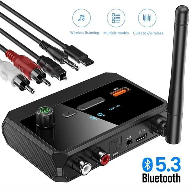 Main image of Bluetooth 5.3 Home Stereo Audio Receiver AUX USB Optical To RCA Adapter
