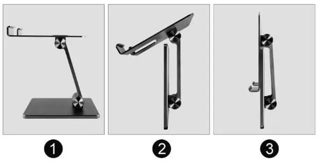 Alt view image 2 of 6 - MT134 Adjustable Tablet Stand, Foldable Metal Phone Holder, Desktop Mount with Anti-Slip Base, 134x134mm