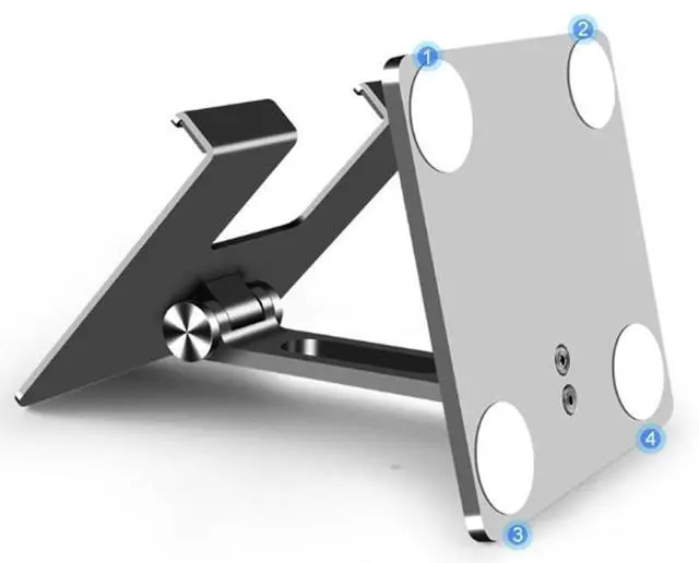 Alt view image 3 of 6 - MT134 Adjustable Tablet Stand, Foldable Metal Phone Holder, Desktop Mount with Anti-Slip Base, 134x134mm