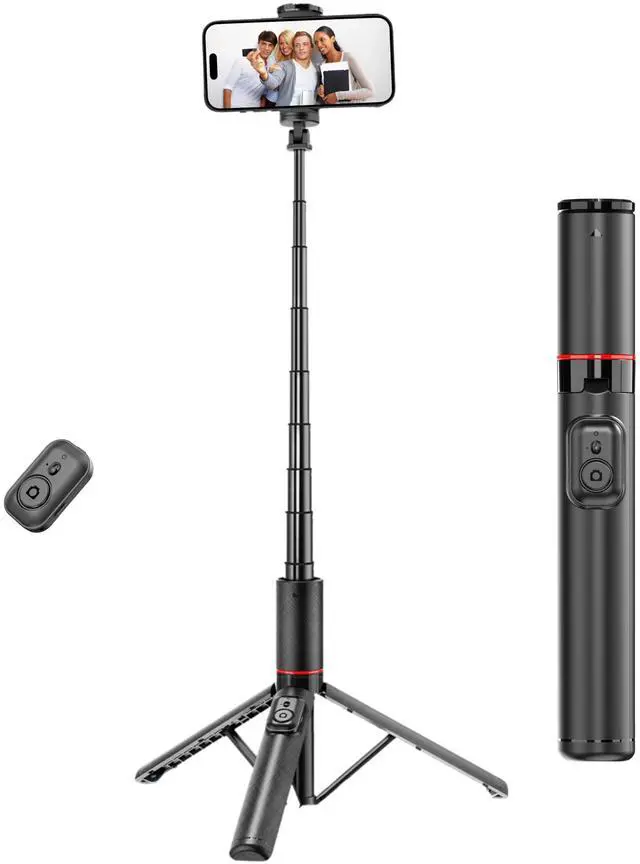 Main image of 53" Hidden Selfie Stick Tripod | 0.6lbs Compact Anti-Slip | Bluetooth Remote for iPhone & Samsung Galaxy | Travel Vlogging