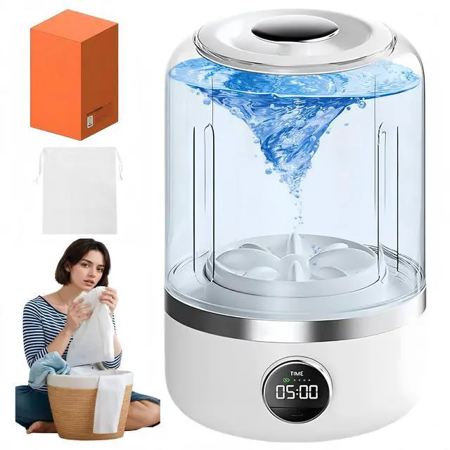 Main image of Wireless Washing Machine, Portable Rechargeable Mini Washing Machine for Underwear, Portable Underwear Washer Mini, Cordless Small Laundry Machine Ideal for Home,Travel,Camping (White) (Pure White)