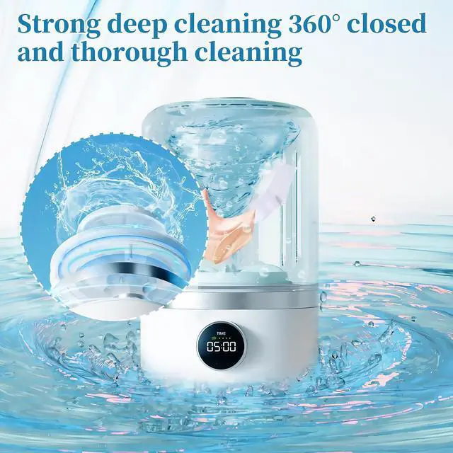 Alt view image 3 of 7 - Wireless Washing Machine, Portable Rechargeable Mini Washing Machine for Underwear, Portable Underwear Washer Mini, Cordless Small Laundry Machine Ideal for Home,Travel,Camping (White) (Pure White)