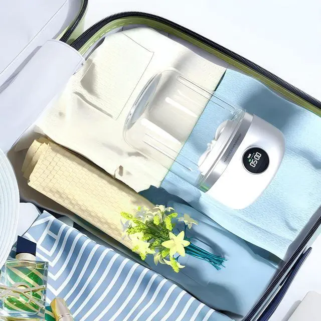 Alt view image 5 of 7 - Wireless Washing Machine, Portable Rechargeable Mini Washing Machine for Underwear, Portable Underwear Washer Mini, Cordless Small Laundry Machine Ideal for Home,Travel,Camping (White) (Pure White)