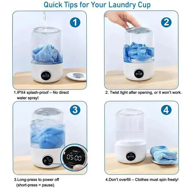 Alt view image 5 of 7 - Mini portable washing machine, 1.2L small washing machine for underwear, socks, saliva towels, suitable for apartments, hotels, and travel.(5.1 * 8.3in)