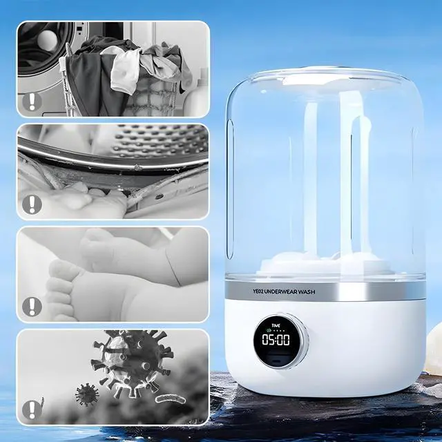 Alt view image 2 of 6 - Underwear Washer, Portable Rechargeable Mini Ultrasonic Washing Machine for Underwear, Cordless Small Laundry Machine Ideal for Home, Apartment, Travel, Camping (Upgraded version 2.0)
