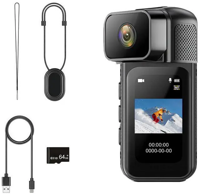 Main image of 2.7K Mini Body Camera,64G Thumb Action Bodycam,Magnetic Body Cam with Audio Recording Wearable,1.47" HD Display,180 ° Rotating Lens for Portable Vlogging and Pet Walking(Black)