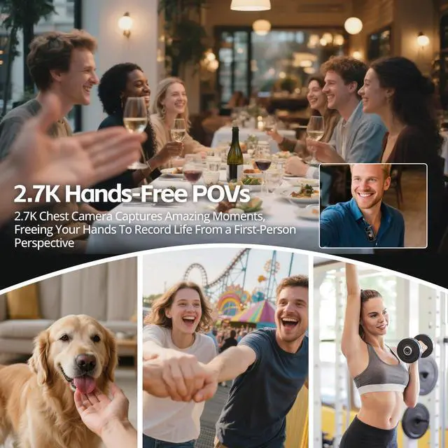 Alt view image 4 of 7 - 2.7K Mini Body Camera,64G Thumb Action Bodycam,Magnetic Body Cam with Audio Recording Wearable,1.47" HD Display,180 ° Rotating Lens for Portable Vlogging and Pet Walking(Black)