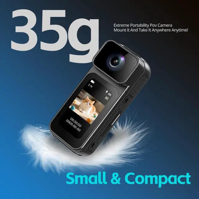 Alt view image 3 of 7 - 2.7K Mini Body Camera,64G Thumb Action Bodycam,Magnetic Body Cam with Audio Recording Wearable,1.47" HD Display,180 ° Rotating Lens for Portable Vlogging and Pet Walking(Black)