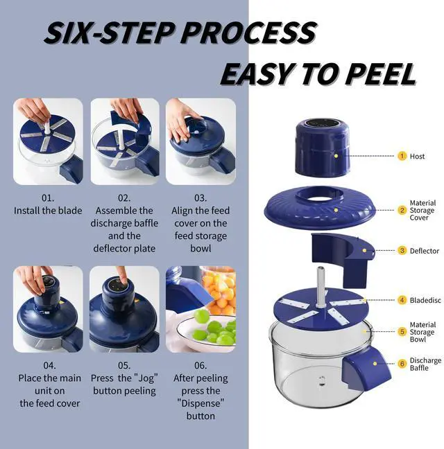 Alt view image 4 of 5 - Automatic Electric Peeler Machine - 3-in-1 Effortless Peeler for Potatoes, Garlic, Vegetables and Fruits | Quick Safe Kitchen Helper with Blade