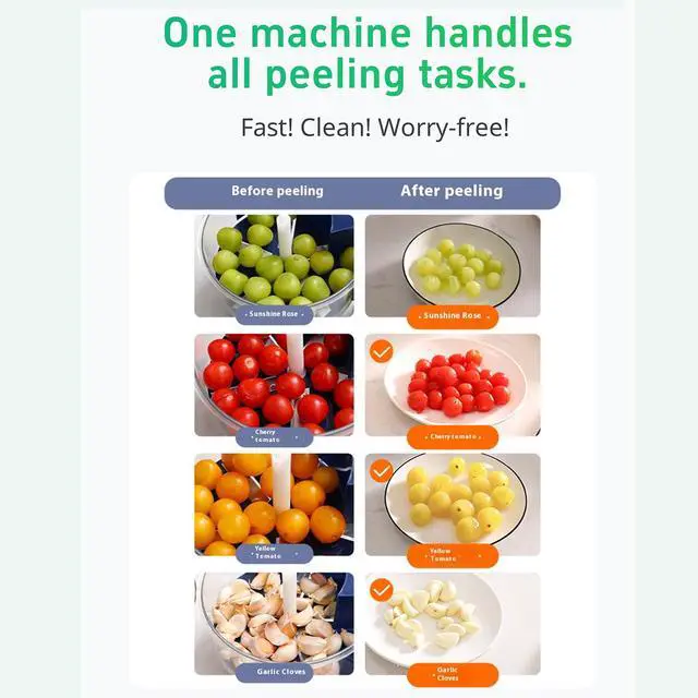 Alt view image 6 of 7 - Grape Peeling Machine, Automatic Peeling Machine for Garlic, Fruit, Vegetables - Electric Garlic Peeler & Grape Peeler with Brush Roller for Effortless Peeling