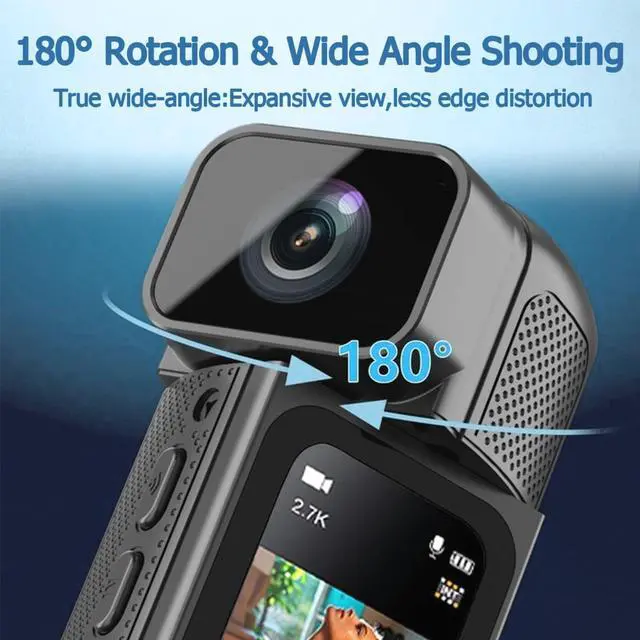 Alt view image 2 of 7 - ormos Action Camera, 2.7K Resolution, Wi-Fi Connectivity, 180° Rotating Wide-Angle Lens, Magnetic & Wearable Design, Ultra Lightweight, Includes 32GB TF Card