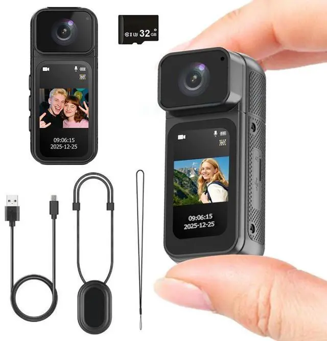 Main image of ormos Action Camera, 2.7K Resolution, Wi-Fi Connectivity, 180° Rotating Wide-Angle Lens, Magnetic & Wearable Design, Ultra Lightweight, Includes 32GB TF Card