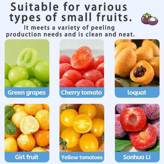 Alt view image 4 of 7 - New Automatic Peeler Machine, Portable USB Rechargeable Peeling Machine,Grape Tomato Plum Cherry Skin Remover ToolElectric Fruit Peeler Skin Remover Tool Garlic Peeler Machine (Blue)