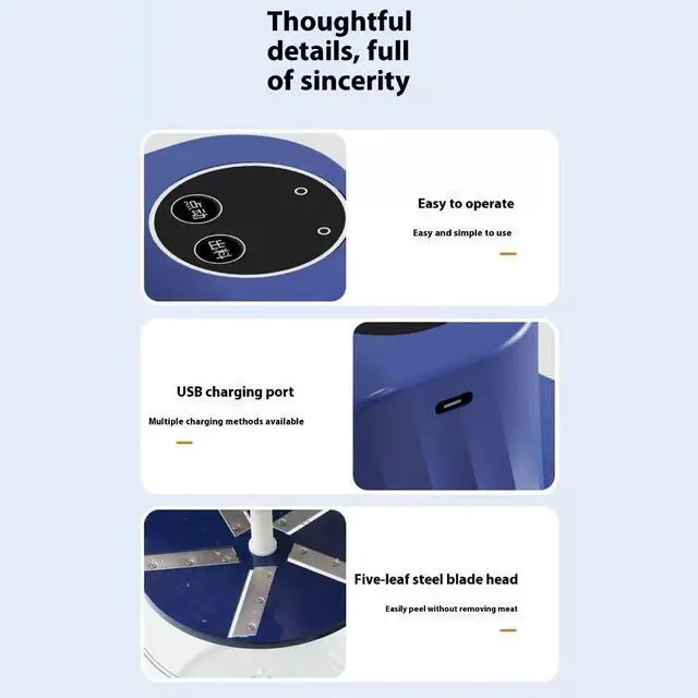 Alt view image 4 of 7 - Rechargeable Grape Peeling Machine Electric Automatic Fruit Peeler With Stainless Steel and the handle Household Appliance