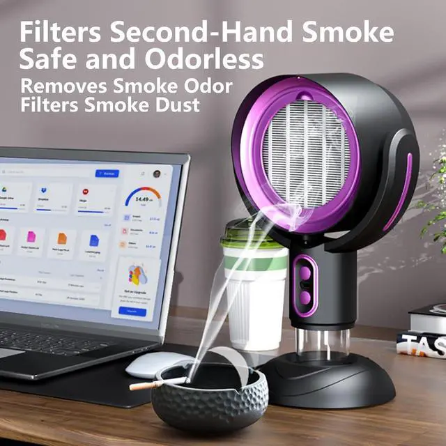 Alt view image 5 of 7 - Purifier for Smoke, Smoke out Fan, for Smoking Indoors, Rechargeable Air Pur-ifier, smoke Away Purifier (Purple-Charge)