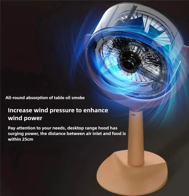 Alt view image 5 of 7 - Indoor Kitchen Mini Range Hood DesktopPortable Kitchen Extractor Fan for Kitchen Fondue Hot Pot BBQAdjustable from Multiple AnglesSay Goodbye to Smoke and Odors (USB charging)