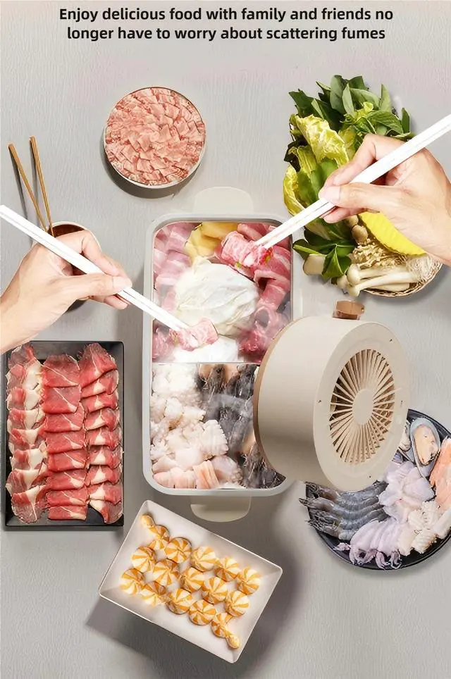 Alt view image 4 of 7 - Indoor Kitchen Mini Range Hood DesktopPortable Kitchen Extractor Fan for Kitchen Fondue Hot Pot BBQAdjustable from Multiple AnglesSay Goodbye to Smoke and Odors (USB charging)