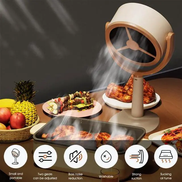 Alt view image 3 of 7 - Ginobili Desktop Range Hood, Portable Range Hood with 2 Speed Exhaust Fan, Adjustable Hanging Mini Extractor Hood for BBQ A Easy to Use