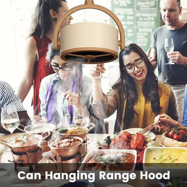 Alt view image 4 of 7 - Ginobili Desktop Range Hood, Portable Range Hood with 2 Speed Exhaust Fan, Adjustable Hanging Mini Extractor Hood for BBQ A Easy to Use