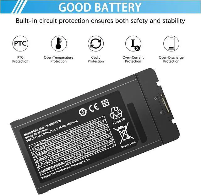 Alt view image 2 of 7 - CF-VZSU0PR CF-VZSU0PW Laptop Battery Compatible with Panasonic Toughbook CF54 CF-54 Mk1 Mk2 Mk3 Series 54 Gloved Multi Touch 54 Lite 54 Performance 54 Prime CF-54F9001KM CF-VZSU0GW CF-VZSU0KR 46Wh