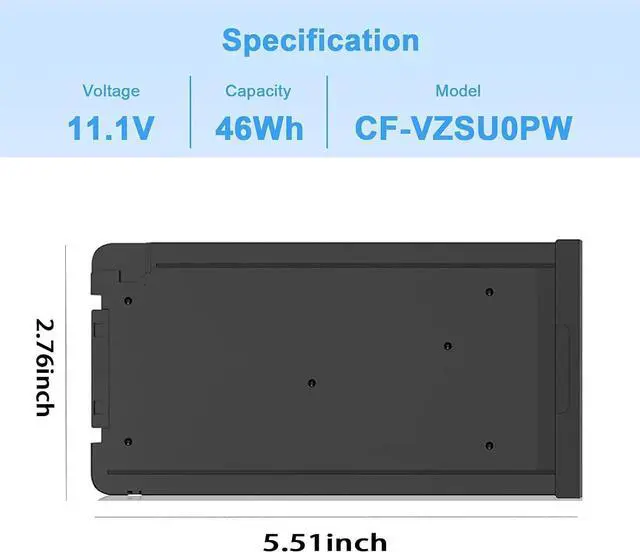 Alt view image 5 of 7 - CF-VZSU0PR CF-VZSU0PW Laptop Battery Compatible with Panasonic Toughbook CF54 CF-54 Mk1 Mk2 Mk3 Series 54 Gloved Multi Touch 54 Lite 54 Performance 54 Prime CF-54F9001KM CF-VZSU0GW CF-VZSU0KR 46Wh
