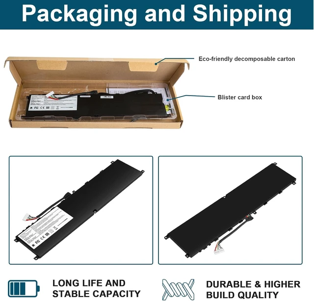Alt view image 7 of 7 - Futurebatt BTY-M6L Laptop Battery Replacement for MSI GS65 Stealth Thin for MSL GS75 Stealth Thin for MSI GS60 6QE-054US Series for MSI P65 Creator 8RD-021 8SF 9SE Series