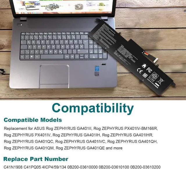 Alt view image 6 of 7 - ASUNCELL C41N1908 Battery Replacement for Asus ROG Zephyrus G14 GA401II GA401IV GA401IH GA401IU GA401IV GA401IV-BR9N6 GA401Q GA401QH GA401QM
