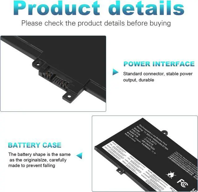 Alt view image 2 of 7 - Fancy Buying 01AV479 L17L3P71 L17M3P72 Laptop Battery for Lenovo ThinkPad T480S Series Notebook 01AV478 01AV480 01AV479 SB10K97621 SB10K97622 SB10K97620 11.58V/57Wh