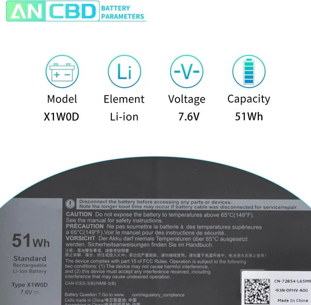 Alt view image 2 of 7 - X1W0D Battery for Dell XPS 13 7390 2-in-1 XPS 13 9310 2-in-1 P103G P103G001