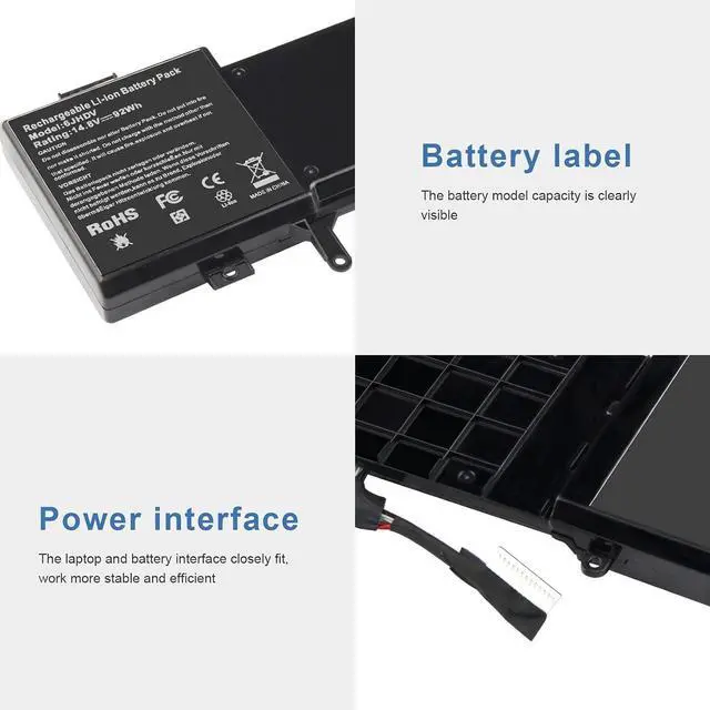 Alt view image 4 of 7 - Fancy Buying 8-Cell 92WH 6JHDV Notebook Battery for Dell Alienware 17 R3 P43F002 R2 P43F001 ALW17ED-1728 2728 3728 3828 4718 4738 AW17R3-3758SLV 7092SLV 4175SLV 8342SLV 1675SLV 6JHCY 5046J YKWXX