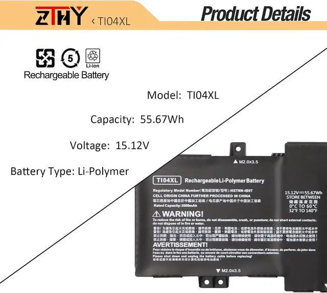 Alt view image 3 of 7 - TI04XL M24563-005 Laptop Battery Replacement for HP Envy 17-CH000 17m-ch000