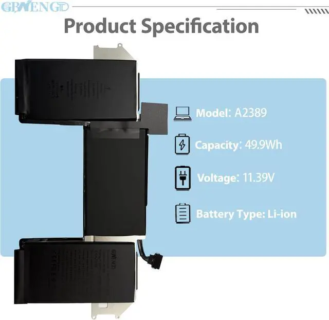 Alt view image 2 of 6 - A2389 A2337 Laptop Battery Replacement for MacBook Air 13 inch Model A2337 2020 M1 EMC 3598 MGN63 MGN73 MGN63LL/A MGN73LL/A 3ICP5/63/120